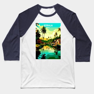 Kerala India Resort Vintage Advertising Travel Print Baseball T-Shirt